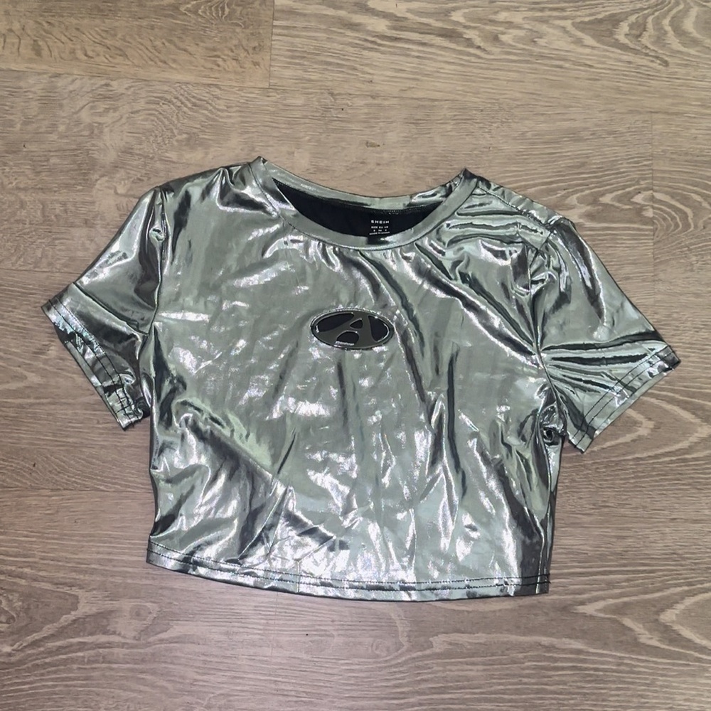 Silver Metallic Crop Top